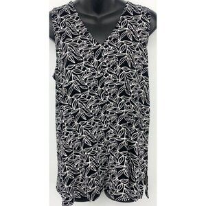 Always A-Line Hawaii Women Tank Top Black White Sleeveless Medium V-Neck Aloha